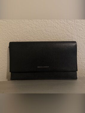 Rebecca Minkoff Black Foldover Pebbled Leather Clutch/Wallet